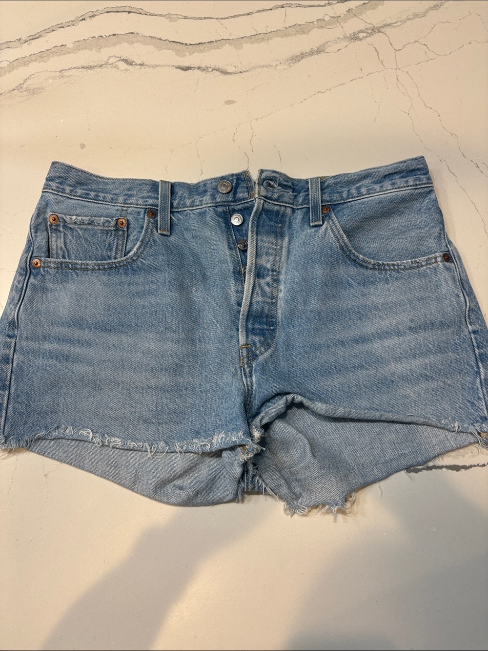 Levi's Light Blue High-Rise Denim Cutoff Shorts